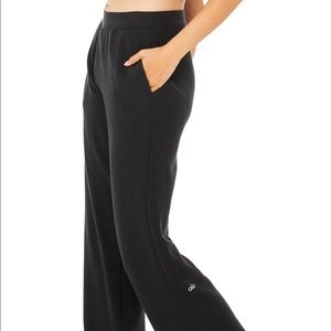 ALO Yoga Micro Waffle High-Waist Pleasant Wide Leg Pant XXS